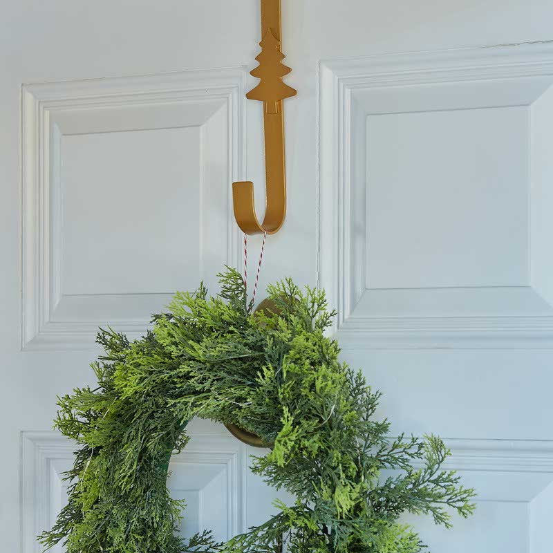 Gold Metal Christmas Tree Wreath Hanger - 30cm