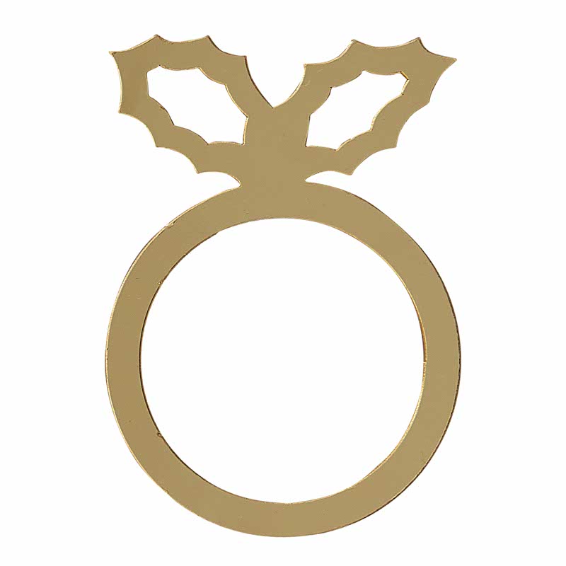 Gold Acrylic Holly Napkin Rings (6pk)