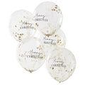 Gold Christmas Tree Confetti Balloons - 12" (5pk)