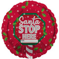 Personalised Santa Stop Here Balloon - 18" Foil