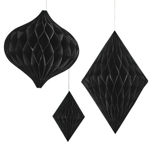 Contemporary Wedding Black Honeycomb Decorations (3pk)