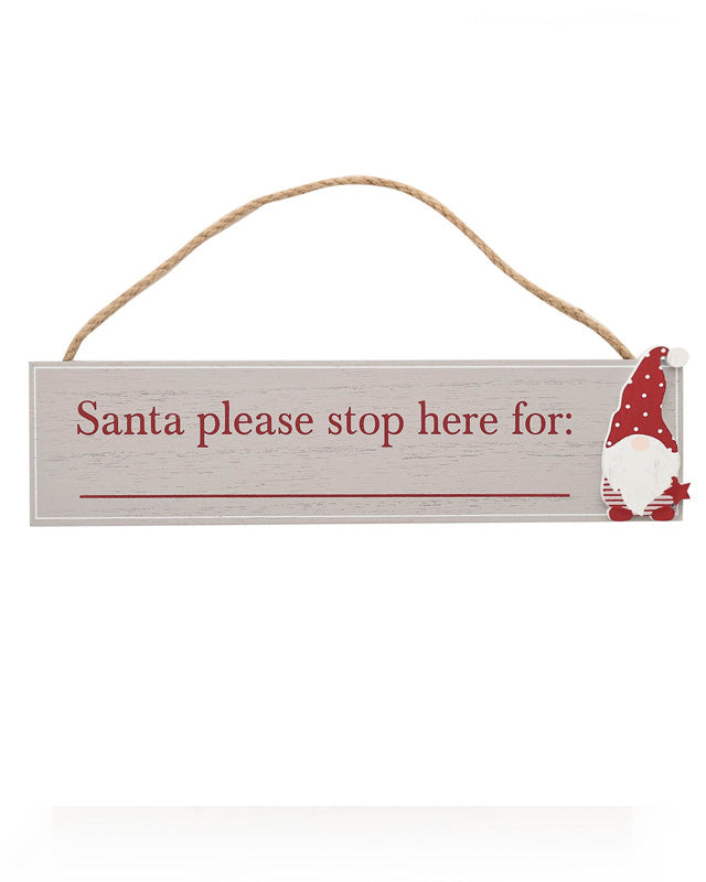 Santa Please Stop Here MDF Plaque - 24cm