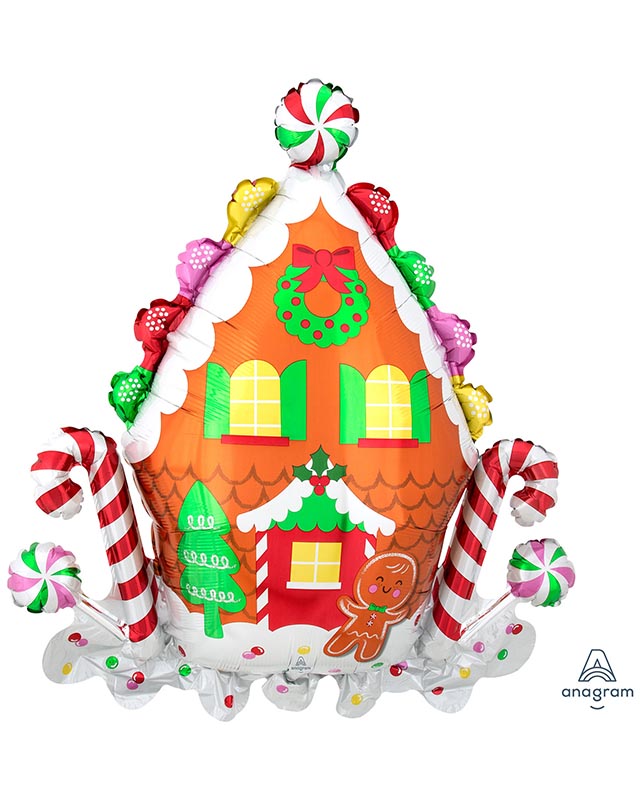 Gingerbread House Supershape Balloon - 28" x 30" Foil